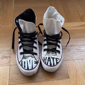 Converse Rare “Love Hate” High-Top Sneakers White and Black